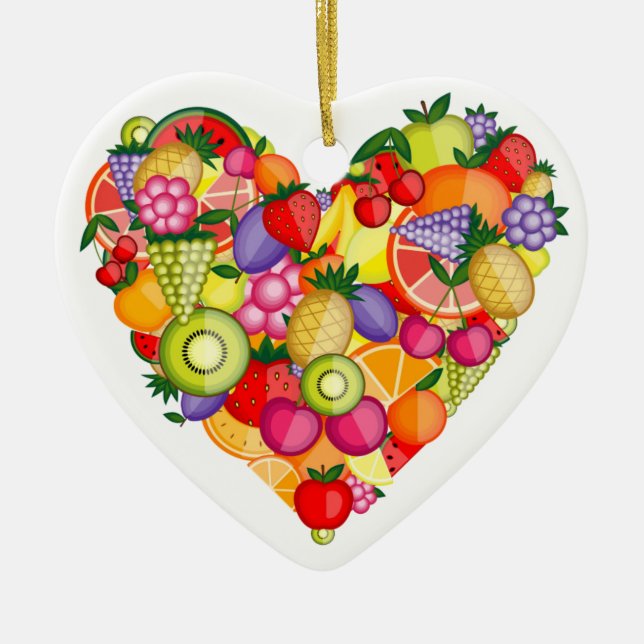 Herz - Gesundes Obst - SRF Keramik Ornament (Vorne)