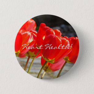 Herz-Gesundheit! Knöpfe rote Tulpe-Blumennatur Button