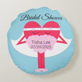 Herz Getrenntes Brautparty Rundes Kissen