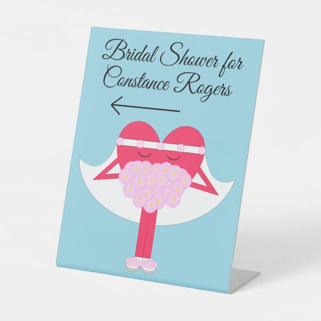 Herz Getrenntes Brautparty Sockelschild (Vorderseite)