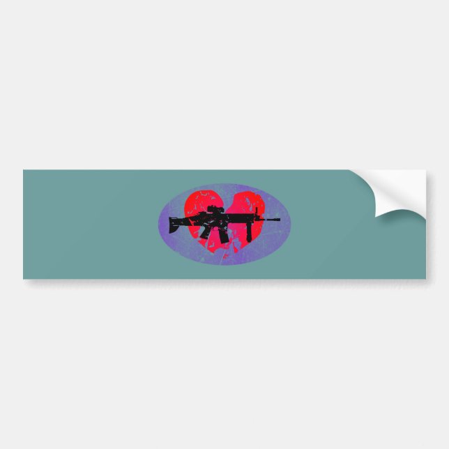 Herz Gewehr heart gun Autoaufkleber (Vorne)