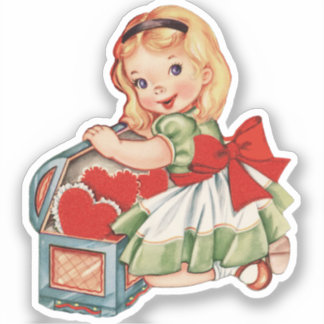 Herz Girl Child Retro Niedliche Kinder Aufkleber