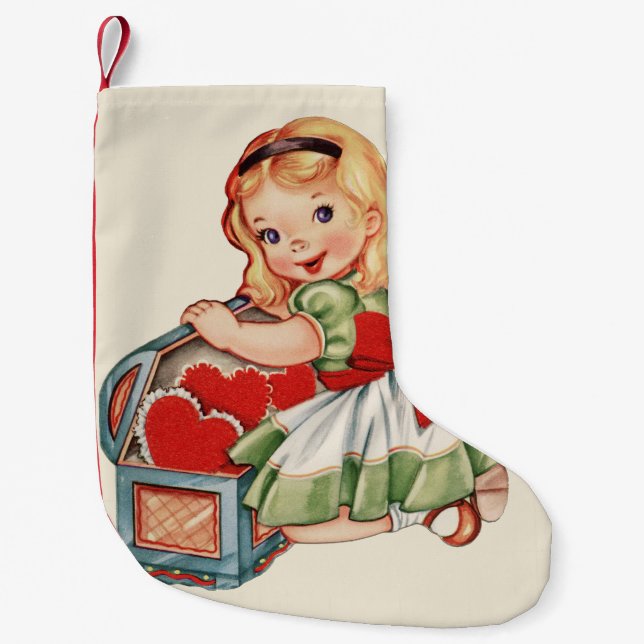 Herz Girl Child Retro Niedliche Kinder Kleiner Weihnachtsstrumpf (Vorderseite)