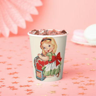 Herz Girl Child Retro Niedliche Kinder Pappbecher