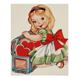 Herz Girl Child Retro Niedliche Kinder Poster