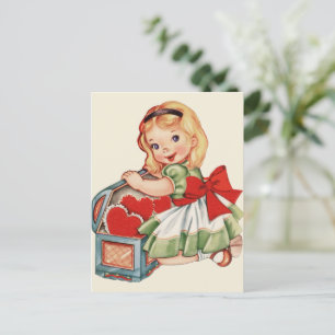 Herz Girl Child Retro Niedliche Kinder Postkarte