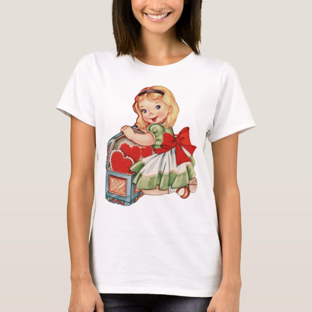 Herz Girl Child Retro Niedliche Kinder T-Shirt (Vorderseite)
