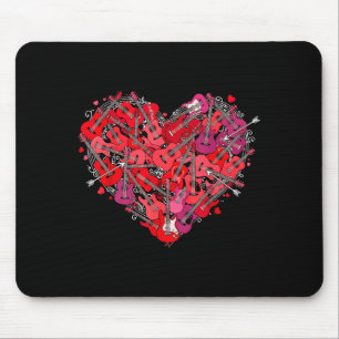 Herz Gitarre Liebe Valentinstag Gitarrist Spieler Mousepad