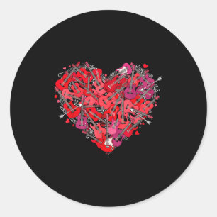 Herz Gitarre Liebe Valentinstag Gitarrist Spieler Runder Aufkleber