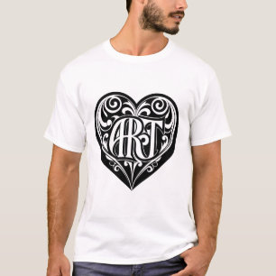 Herz-Gramm-Stoff mit individuellem Monogramm T-Shirt
