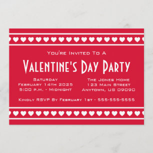Herz-Grenzevaletines Tag (rot/Weiß) Einladung