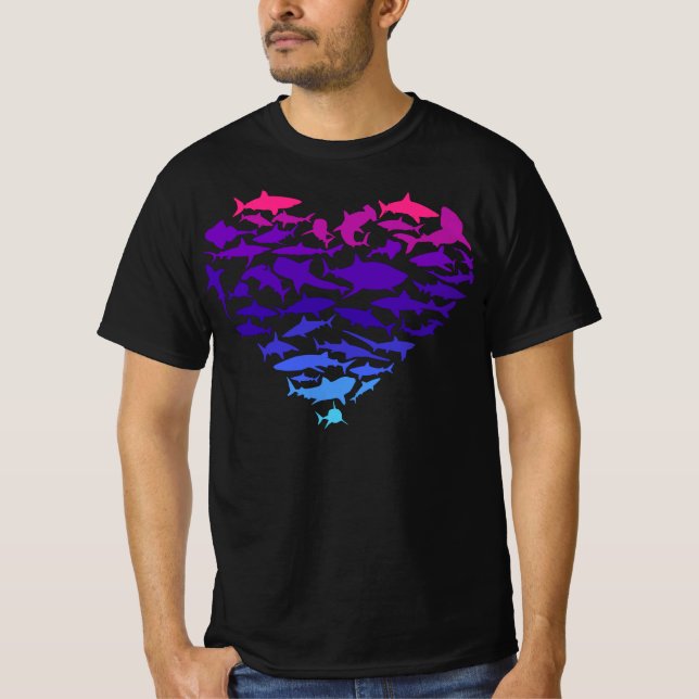 Herz Haie Hai Lover farbenfrohe See Leben T-Sh T-Shirt (Vorderseite)