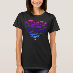 Herz Haie Hai Lover farbenfrohe See Leben T-Sh T-Shirt