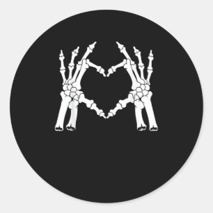 Herz - Halloween Skeleton Hand Runder Aufkleber