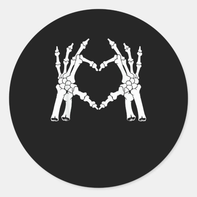 Herz - Halloween Skeleton Hand Runder Aufkleber (Vorderseite)
