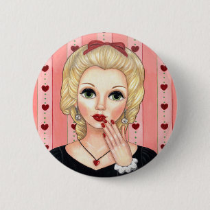 Herz Halskette Mädchen Blond Kopf Vase Saftige Lip Button