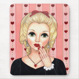 Herz Halskette Mädchen Blond Kopf Vase Saftige Lip Mousepad