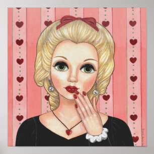 Herz-Halskette Mädchen Blond Kopf Vase Üppige Lipp Poster