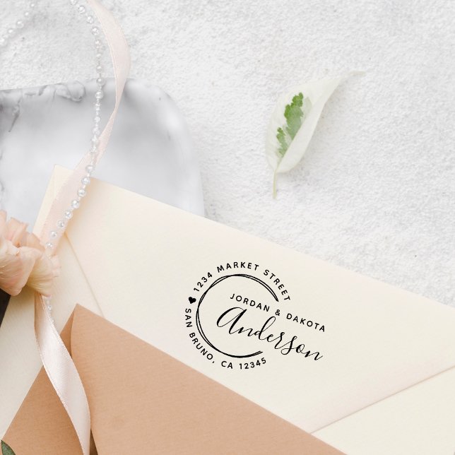 Herz & Hand gezeichnet Lines New Weds Rücksendeadr Permastempel (Von Creator hochgeladen)