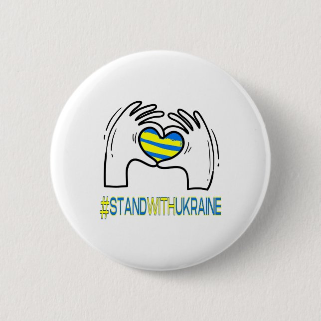 Herz Hände stehen mit Ukraine Unterstützung  Button (Vorderseite)