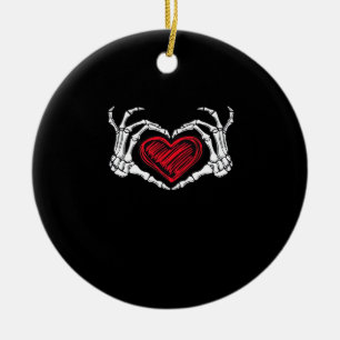 Herz Hands Skeleton Keramik Ornament