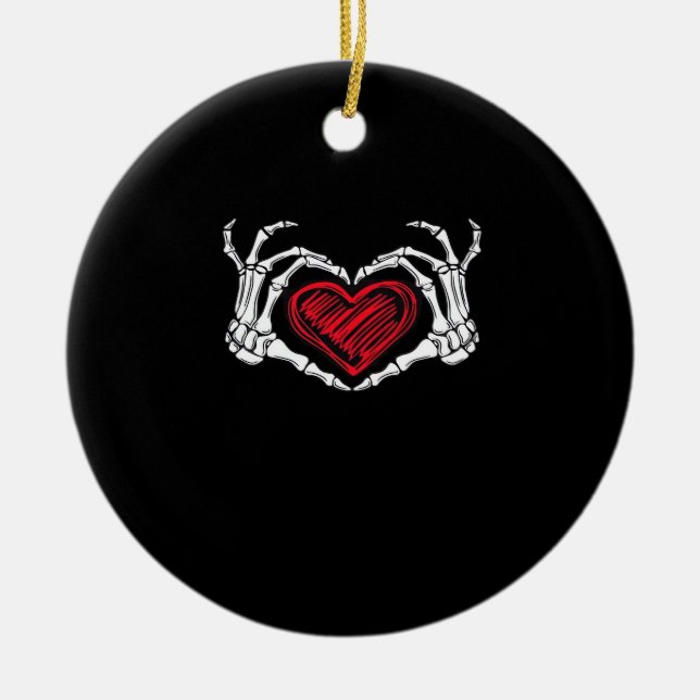 Herz Hands Skeleton Keramik Ornament (Vorne)