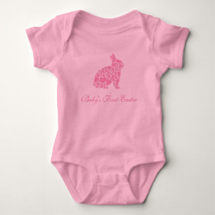 Herz-Häschen des Ostern des Babys erstes rosa Baby Strampler