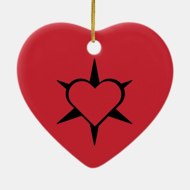 Herz Heart Cœur Cuore Star Starlet Sternchen Stern Keramik Ornament (Hinten)