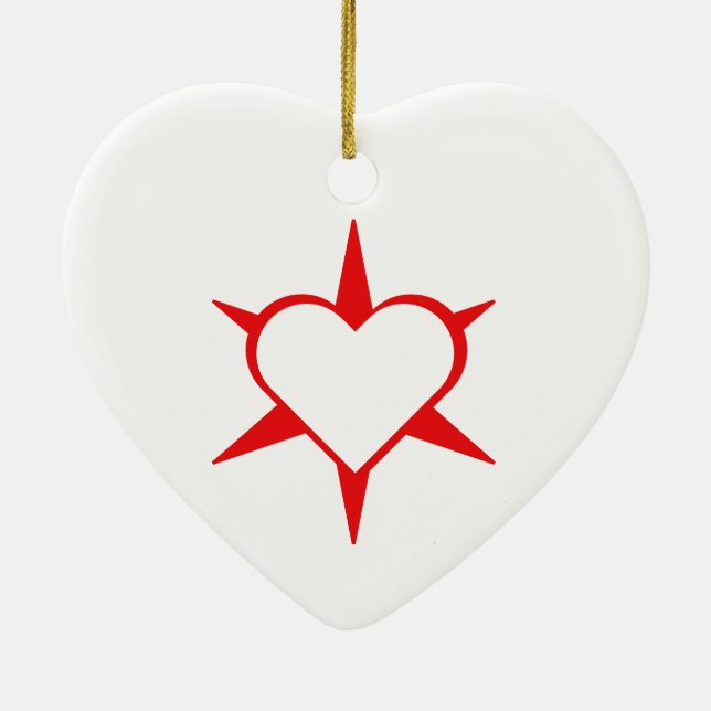 Herz Heart Cœur Cuore Star Starlet Sternchen Stern Keramik Ornament (Hinten)