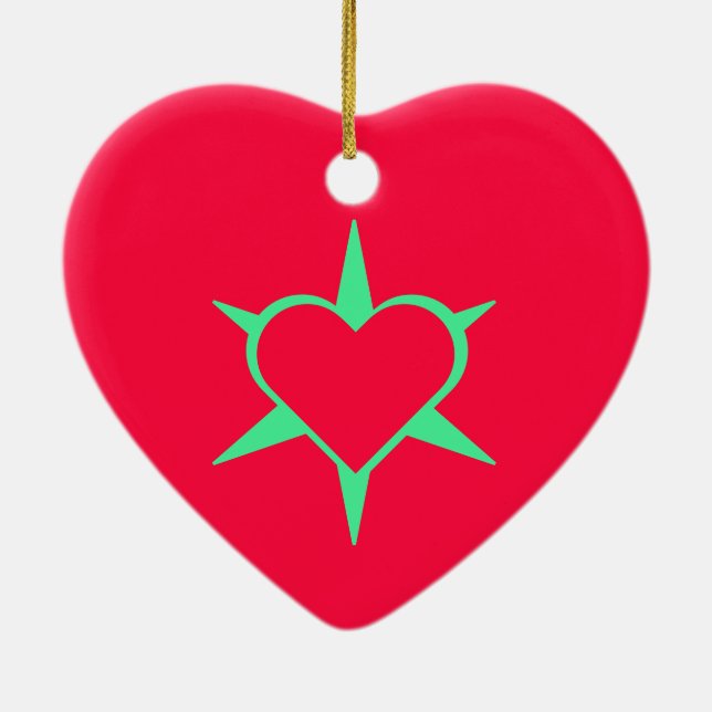 Herz Heart Cœur Cuore Star Starlet Sternchen Stern Keramik Ornament (Hinten)