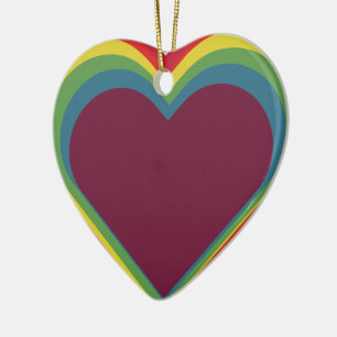 Herz ♥ Heart – Rainbow Colors – Regenbogenfarben Keramik Ornament