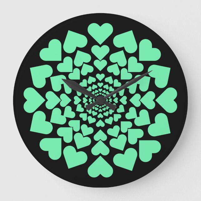 Herz ♥ Heart Sun neon Große Wanduhr (Vorderseite)