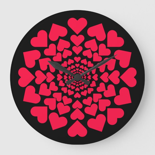 Herz ♥ Heart Sun neon Große Wanduhr (Vorderseite)