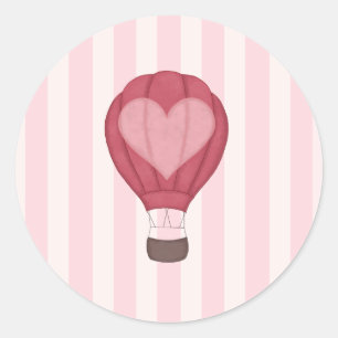 Herz Heißluftballon Pastellrosa Babyparty Runder Aufkleber
