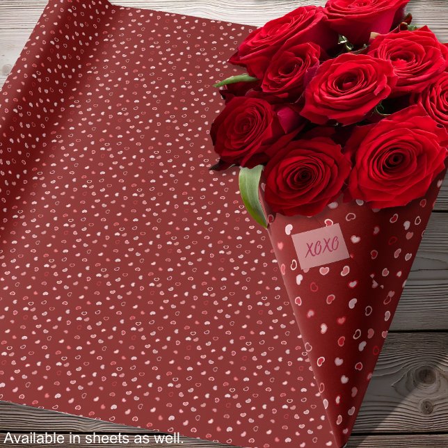 Herz - Hellrosa am Roten Ombre Geschenkpapier (Hearts - Light Pink on Red Ombre Wrapping Paper-Roses- By Leapfroglisics Shop)