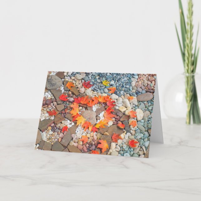 Herz-Herbst verlässt Gruß-Karten-Felsen-Garten Karte (Vorderseite)