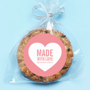 Herz hergestellt mit Liebe bearbeitbar Farbe Runder Aufkleber