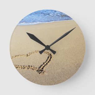 Herz Herz Herz Strand Sand Tropisches Paradies Des Runde Wanduhr