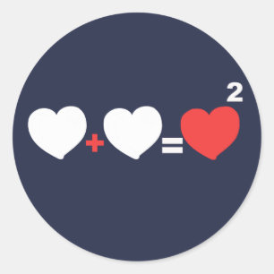 Herz + Herz = Liebe Aufkleber