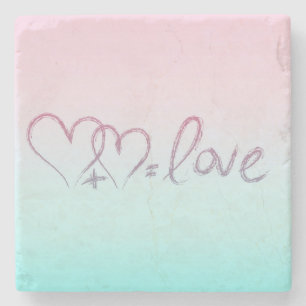 Herz + Herz = Liebe Steinuntersetzer