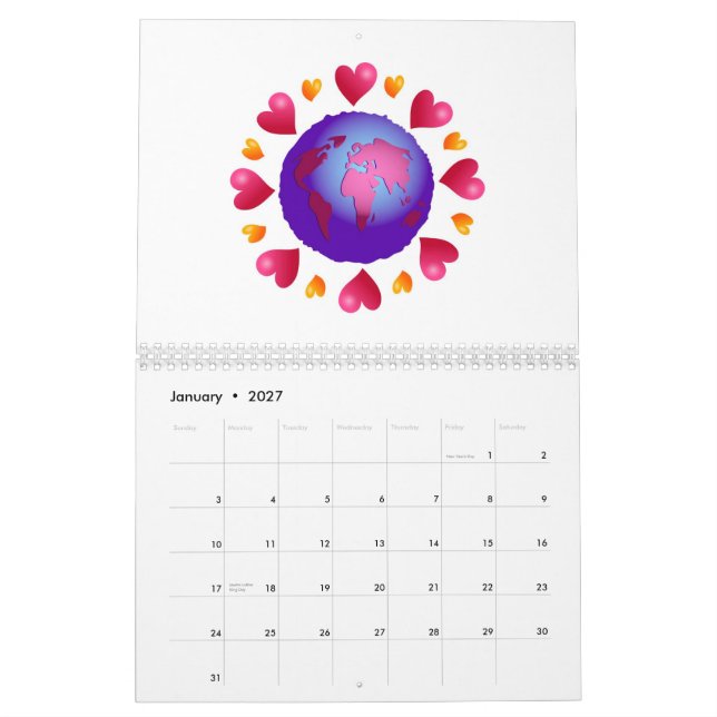 Herz-Hintergrund Kalender (Jan 2027)