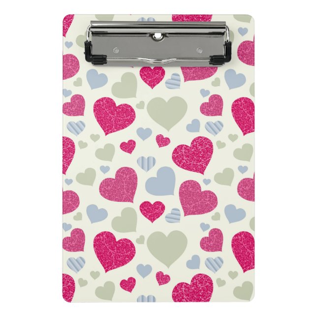 Herz-Hintergrund Mini Klemmbrett (Vorderseite)