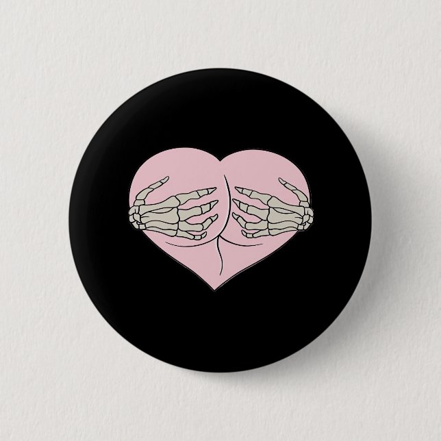 Herz-Hintern Umarmung Skeleton Hands Classic Button (Vorderseite)