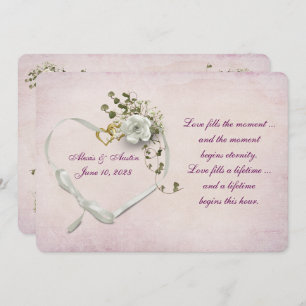 Herz-Hochzeitsringe und Band Einladung