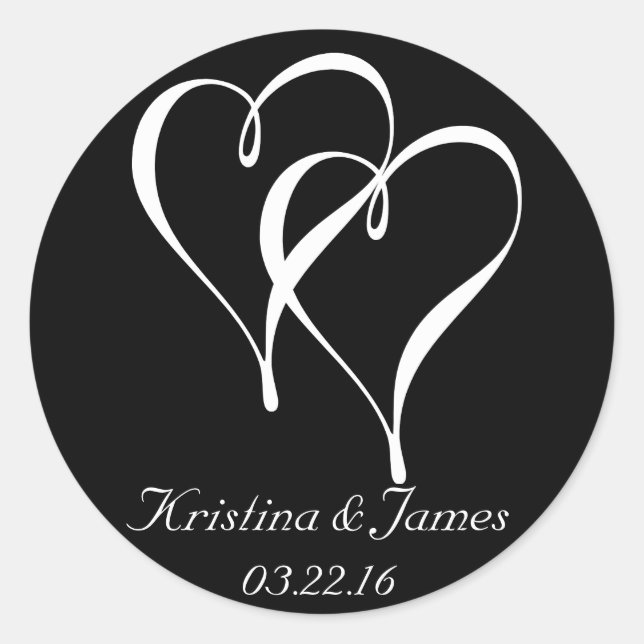 Herz Hochzeitsticker Gefallen und Umschlag Aufkleb Runder Aufkleber (Vorderseite)