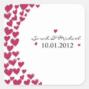 Herz - Hochzeitsticker Quadratischer Aufkleber