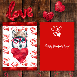 Herz Husky Hundeliebhaber Valentinsgeschenk Feiertagskarte