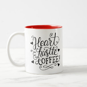 Herz-Hustle-Kaffee Zweifarbige Tasse