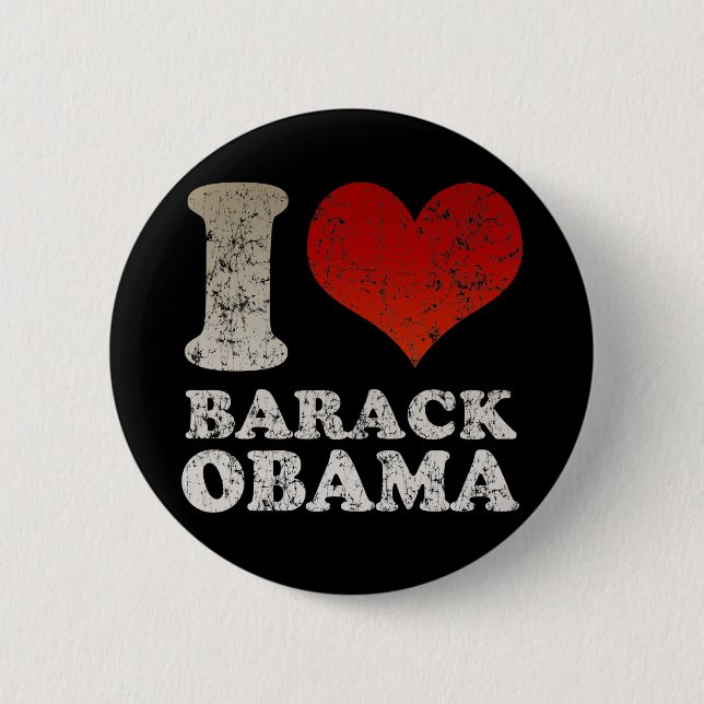 Herz I Barack Obama Knopf Button (Vorderseite)