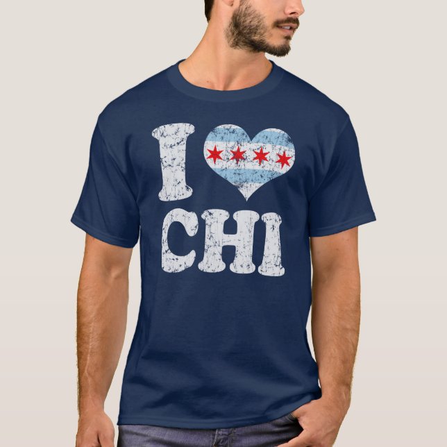Herz I Chicago-Flagge CHI T-Shirt (Vorderseite)